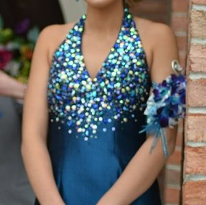 Blue mermaid prom dress